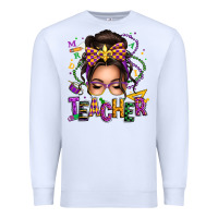 White mardi gras teacher caucasian messy bun Premium Sweatshirt - texasbilliewilder