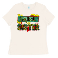 Bone softball sister with leopard Ladies Tee - Zillion Design Studio