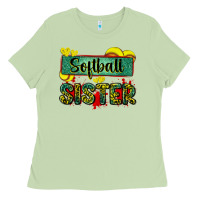 Matcha softball sister with leopard Ladies Tee - Zillion Design Studio