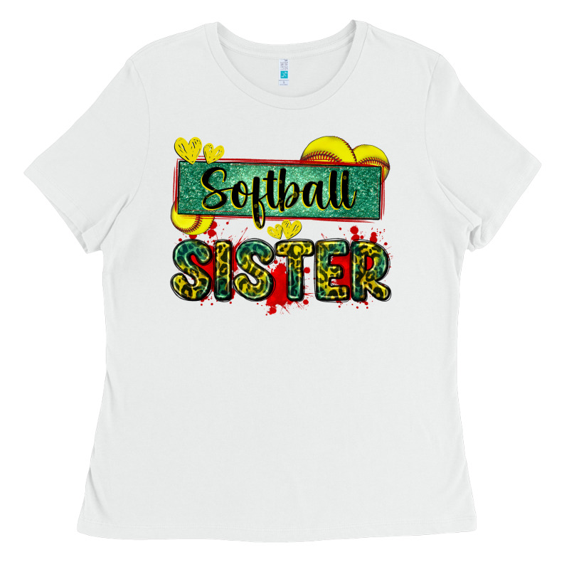 Softball Sister With Leopard Ladies Tee by Zillion Design Studio | Teevron