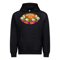 Black American Football Floral Urban Hoodie - CowCowDesign