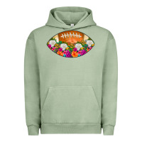 Pigment Oil Green American Football Floral Urban Hoodie - CowCowDesign