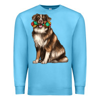 Ocean Blue australian shepherd with rope toy Premium Sweatshirt - texasbilliewilder