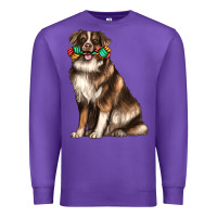Purple australian shepherd with rope toy Premium Sweatshirt - texasbilliewilder