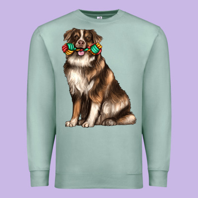 Australian Shepherd With Rope Toy Premium Sweatshirt Designed By Texasbilliewilder