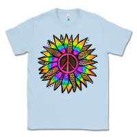 Dusty Blue Peace Hippie Sunflower Classic Tee - Jasminsmagicworld