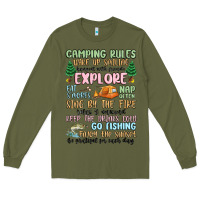 Army Green camping rules Long Sleeve Tee - MaliasSmallBusiness
