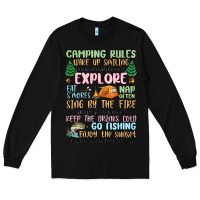 Black camping rules Long Sleeve Tee - MaliasSmallBusiness