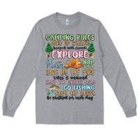 Heather Grey camping rules Long Sleeve Tee - MaliasSmallBusiness