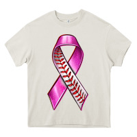 Cream Breast Cancer Ribbon Baseball Heavy Core Tee - texasbilliewilder
