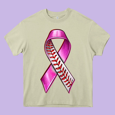 Breast Cancer Ribbon Baseball Heavy Core Tee Designed By Texasbilliewilder