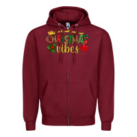 Burgundy christmas vibes Zipper Hoodie - BundleAndBundleShop