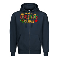 Navy christmas vibes Zipper Hoodie - BundleAndBundleShop