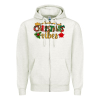 Oatmeal Heather christmas vibes Zipper Hoodie - BundleAndBundleShop