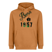 Born In 1957 Heavyweight Hoodie | Teevron