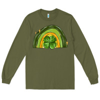 Army Green st patrick s day shamrock rainbow Long Sleeve Tee - MaliasSmallBusiness