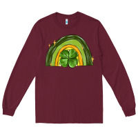 Burgundy st patrick s day shamrock rainbow Long Sleeve Tee - MaliasSmallBusiness