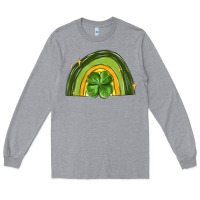 Heather Grey st patrick s day shamrock rainbow Long Sleeve Tee - MaliasSmallBusiness