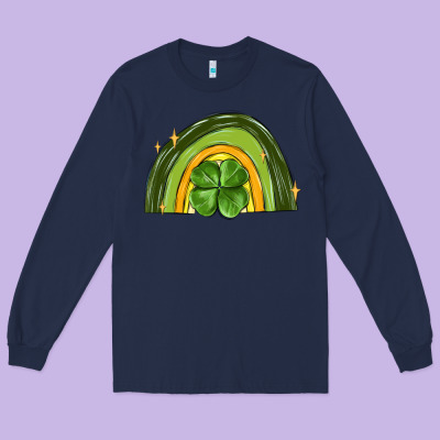 St Patrick S Day Shamrock Rainbow Long Sleeve Tee Designed By Maliassmallbusiness