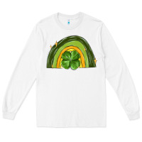 White st patrick s day shamrock rainbow Long Sleeve Tee - MaliasSmallBusiness