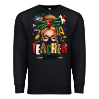 Black teacher life blonde caucassian messy bun Premium Sweatshirt - texasbilliewilder