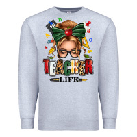 Heather Grey teacher life blonde caucassian messy bun Premium Sweatshirt - texasbilliewilder