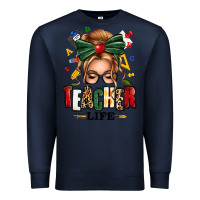 Navy teacher life blonde caucassian messy bun Premium Sweatshirt - texasbilliewilder