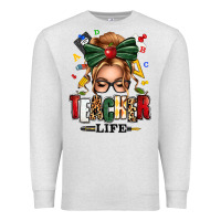 Oatmeal Heather teacher life blonde caucassian messy bun Premium Sweatshirt - texasbilliewilder