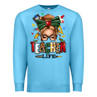 Ocean Blue teacher life blonde caucassian messy bun Premium Sweatshirt - texasbilliewilder