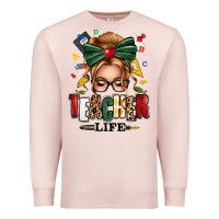Pale Pink teacher life blonde caucassian messy bun Premium Sweatshirt - texasbilliewilder
