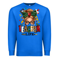True Royal teacher life blonde caucassian messy bun Premium Sweatshirt - texasbilliewilder