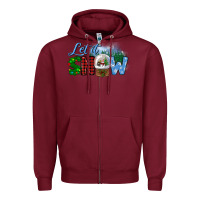 Burgundy let it snow Zipper Hoodie - BundleAndBundleShop