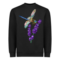 Black Dragonfly With Lavender Heavyweight Sweatshirt - LillyAllenDesigns