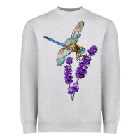 Heather Grey Dragonfly With Lavender Heavyweight Sweatshirt - LillyAllenDesigns