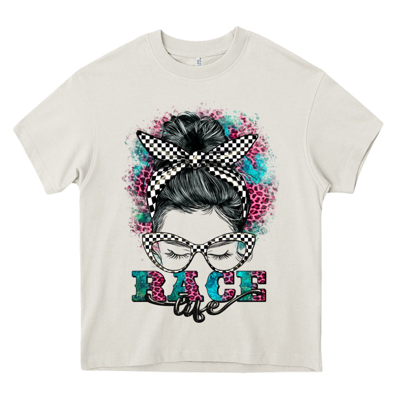 Race Life  Messy Bun Heavy Core Tee by BarkalooDesign | Teevron