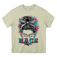 Mossy race life  messy bun Heavy Core Tee - BarkalooDesign