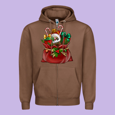 Christmas Santa Claus Bag Zipper Hoodie Designed By Bundleandbundleshop