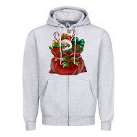 Heather Grey christmas santa claus bag Zipper Hoodie - BundleAndBundleShop