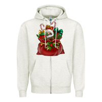 Oatmeal Heather christmas santa claus bag Zipper Hoodie - BundleAndBundleShop