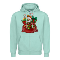 Seafoam christmas santa claus bag Zipper Hoodie - BundleAndBundleShop