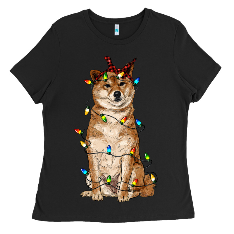 Christmas Lights Shiba Inu Ladies Tee by RanaPortraitStore | Teevron
