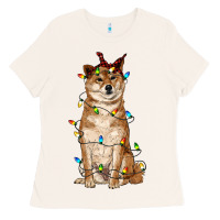 Bone christmas lights shiba inu Ladies Tee - RanaPortraitStore