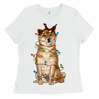 White christmas lights shiba inu Ladies Tee - RanaPortraitStore