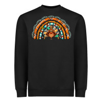 Black turquoise thanksgiving turkey rainbow Heavyweight Sweatshirt - Jasminsmagicworld