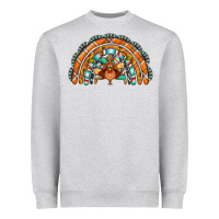 Heather Grey turquoise thanksgiving turkey rainbow Heavyweight Sweatshirt - Jasminsmagicworld