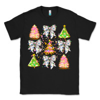 Black Christmas Trees And Bow Classic Tee - CowhideDigitalArt