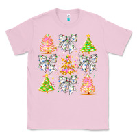 Bubblegum Pink Christmas Trees And Bow Classic Tee - CowhideDigitalArt