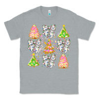 Heather Grey Christmas Trees And Bow Classic Tee - CowhideDigitalArt