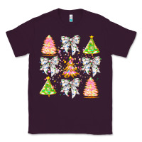 Plum Christmas Trees And Bow Classic Tee - CowhideDigitalArt