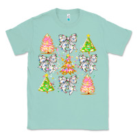 Seafoam Christmas Trees And Bow Classic Tee - CowhideDigitalArt